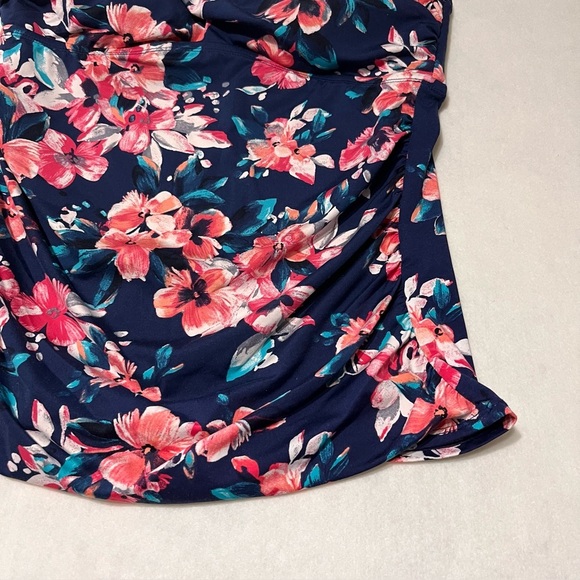 Merona Floral Strapless Top - Navy and Pink Size medium - Picture 2 of 8